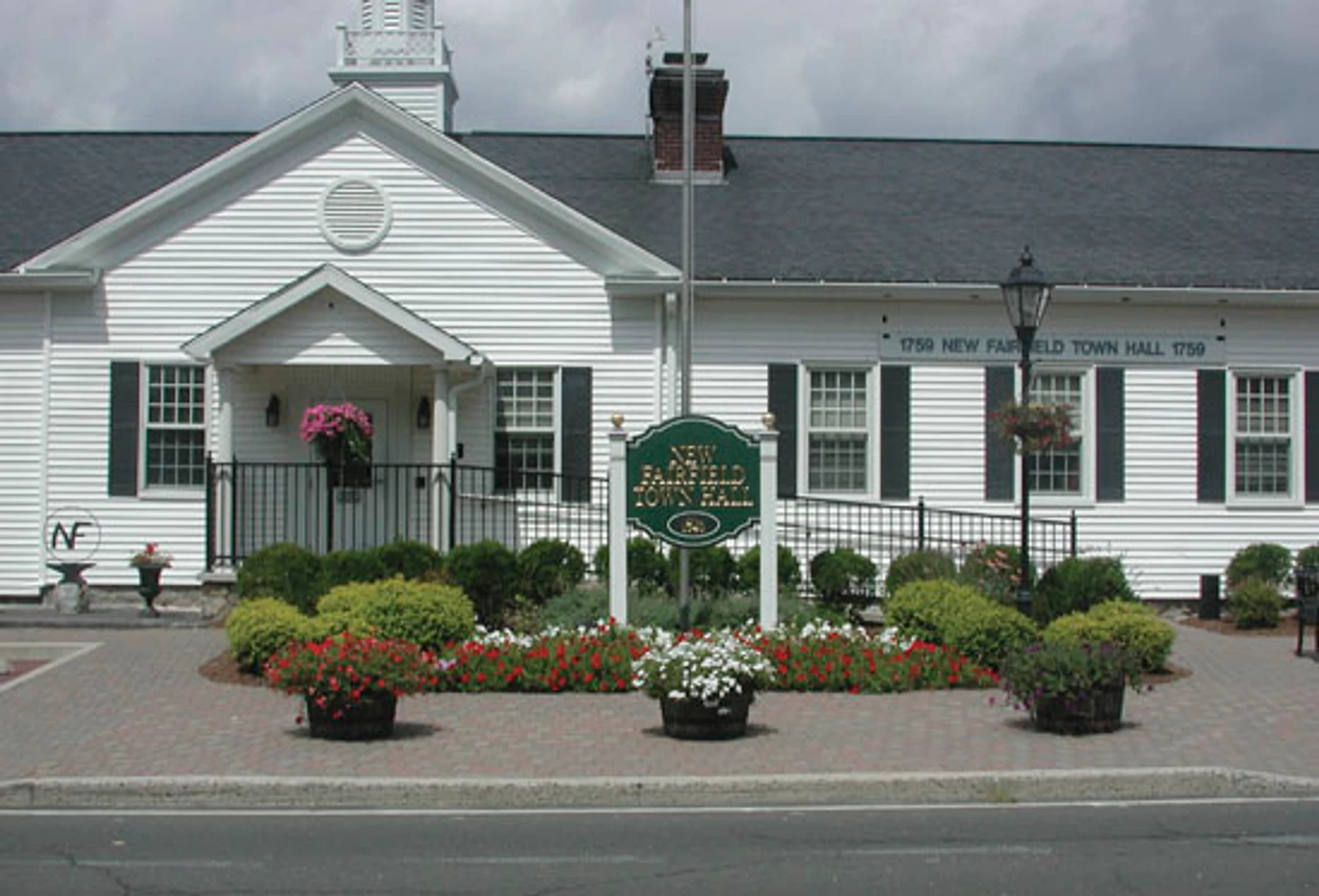 Downtown New Fairfield streetscape connecting town hall to the senior center